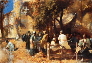  Egyptian Oil Painting - A Persian Cafe Persian Egyptian Indian Edwin Lord Weeks